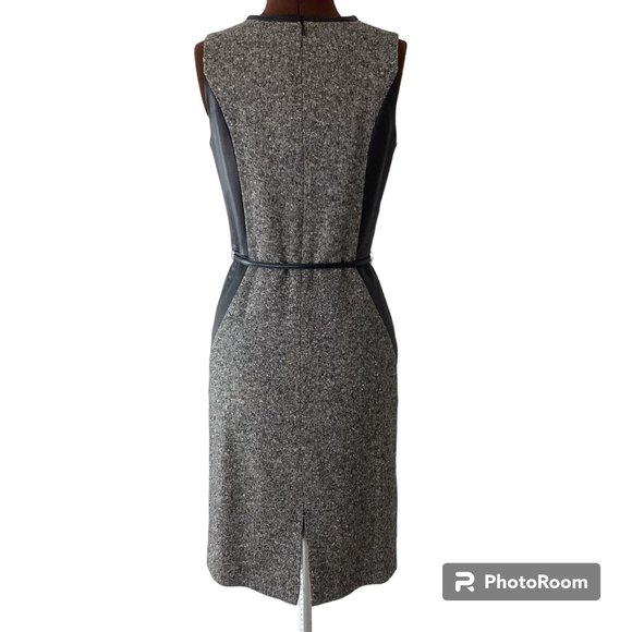 ABS Leather and Tweed Sheath Dress - Picture 2 of 7
